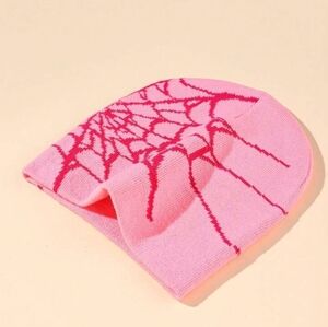 ☆Arcimatto Y2k Pink Spider Web Beanie☆
